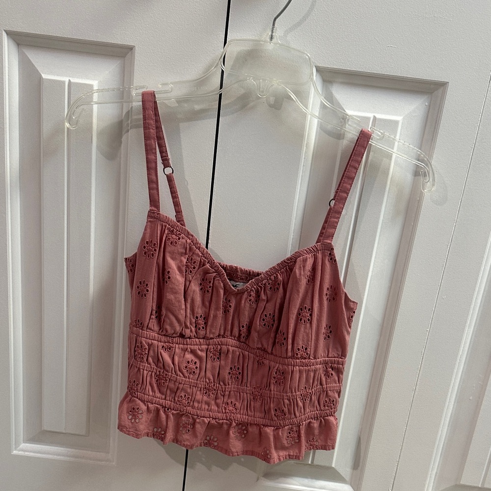 Hollister Pink Eyelet Crop Top